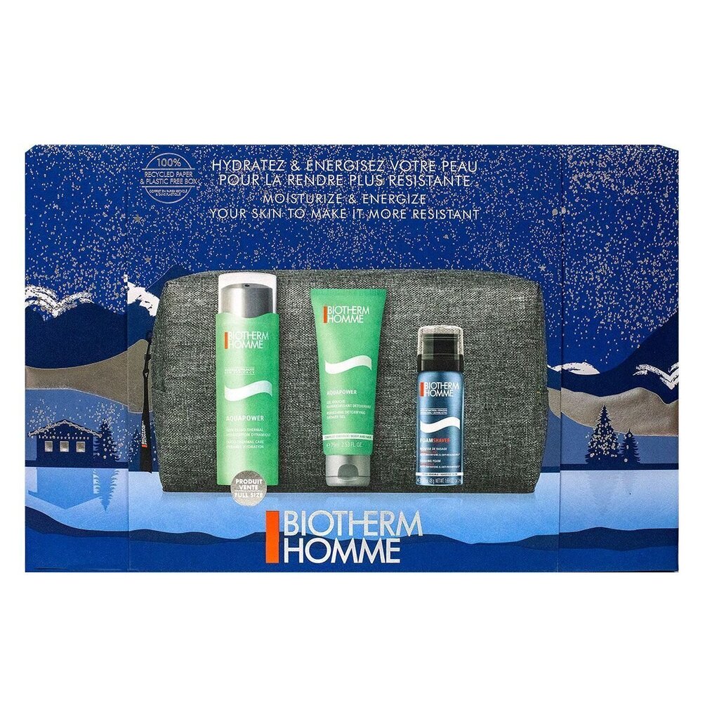 Komplekt meestele Biotherm Homme Moisturize & Energize: niisutav näogeel, 75 ml + dušigeel juustele ja kehale, 75 ml + raseerimisvaht, 50 ml hind ja info | Näokreemid | hansapost.ee