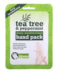 Niisutav kätemask - kindad Xpel Tea Tree & Peppermint, 1 paar hind ja info | Kehakreemid, kehaõlid ja losjoonid | hansapost.ee