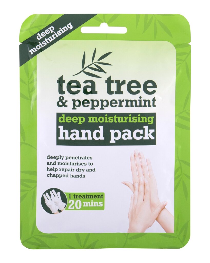 Niisutav kätemask - kindad Xpel Tea Tree & Peppermint, 1 paar цена и информация | Kehakreemid, kehaõlid ja losjoonid | hansapost.ee