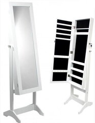 Зеркало напольное - шкафчик для украшений Orhus, белое цена и информация | Подвесные зеркала | hansapost.ee