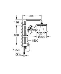 Grohe Tempesta Cosmopolitan 200 FLEX dušisüsteem, mis ühildub olemasolevate ventiilidega lihtsaks uuendamiseks hind ja info | Grohe Dušikabiinid ja lisatarvikud | hansapost.ee