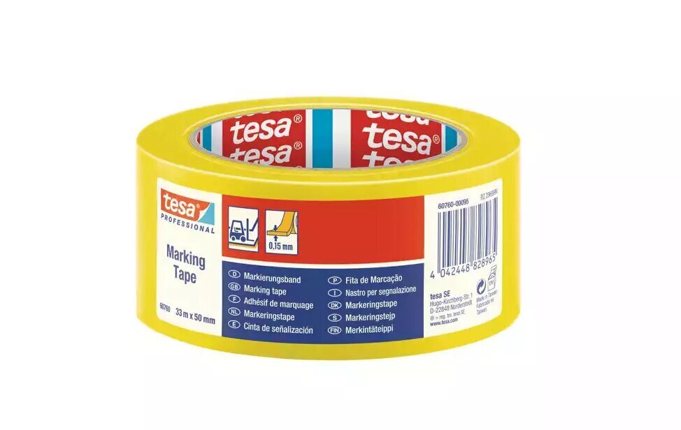 Tesaflex® 60760, 50mm x 33m - kollane teip objektide ja takistuste märgistamiseks hind ja info | Käsitööriistad | hansapost.ee