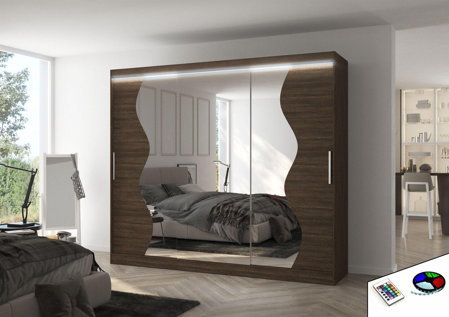 LED valgustusega kapp ADRK Furniture Sharon, pruun hind ja info | Kapid | hansapost.ee