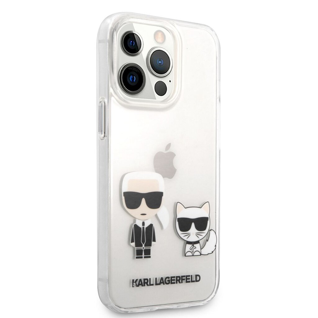 KLHCP13XCKTR Karl Lagerfeld PC/TPU Ikonik Karl and Choupette Case for iPhone 13 Pro Max Transparent hind ja info | Telefonide kaitsekaaned ja -ümbrised | hansapost.ee