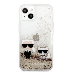 KLHCP13MGKCD Karl Lagerfeld Liquid Glitter Karl and Choupette Case for iPhone 13 Gold hind ja info | Telefonide kaitsekaaned ja -ümbrised | hansapost.ee