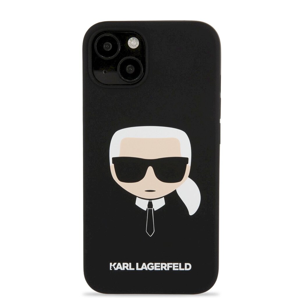 KLHCP13MSLKHBK Karl Lagerfeld Liquid Silicone Karl Head Case for iPhone 13 Black hind ja info | Telefonide kaitsekaaned ja -ümbrised | hansapost.ee