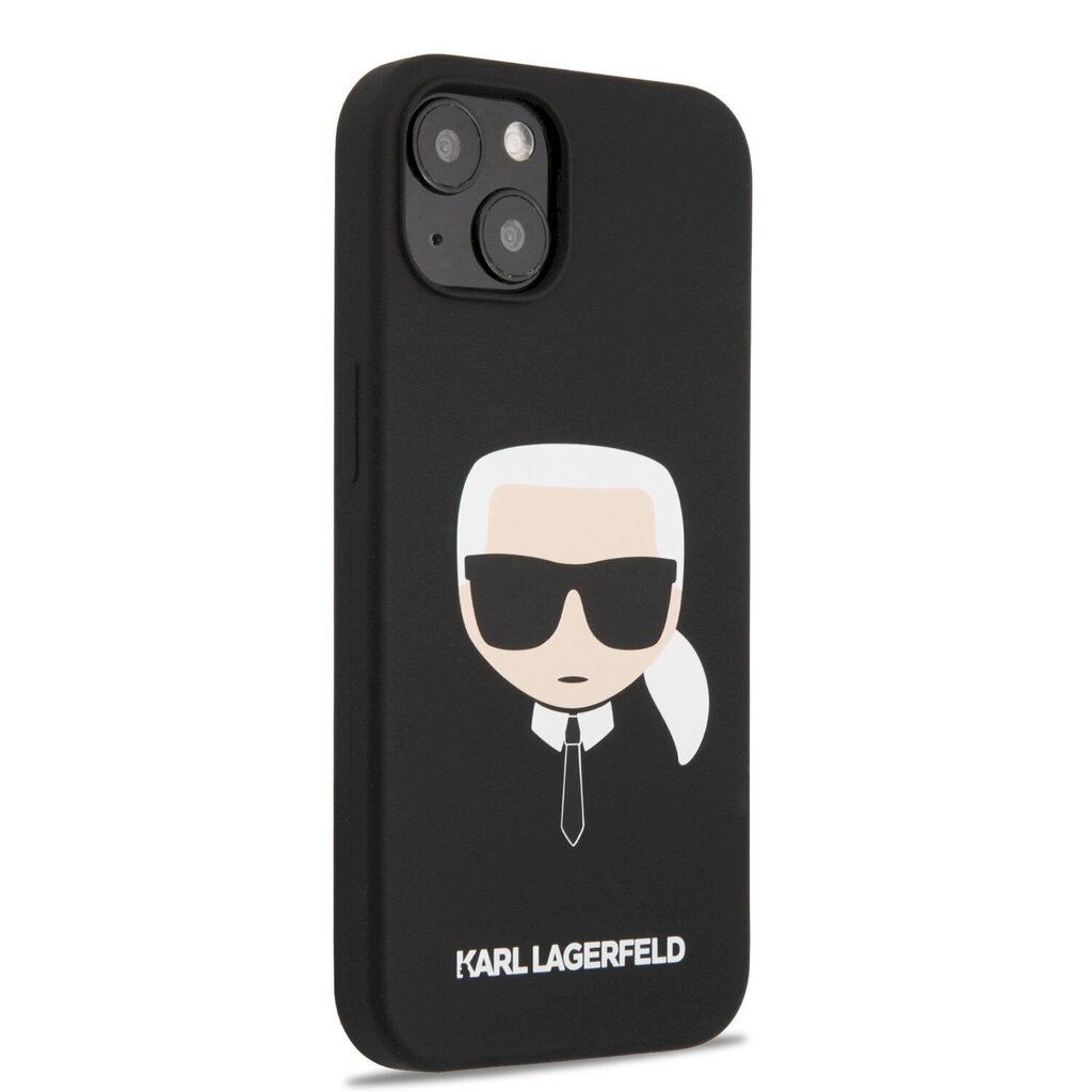 KLHCP13MSLKHBK Karl Lagerfeld Liquid Silicone Karl Head Case for iPhone 13 Black hind ja info | Telefonide kaitsekaaned ja -ümbrised | hansapost.ee