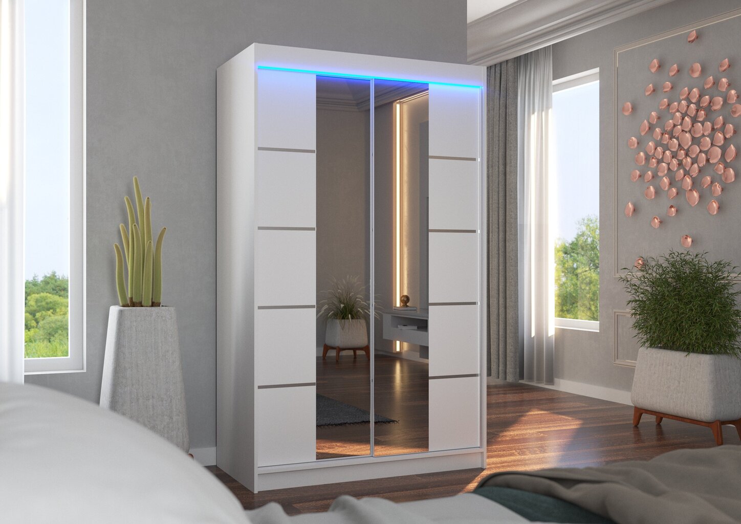 LED valgustusega kapp ADRK Furniture Genua, valge цена и информация | Kapid | hansapost.ee