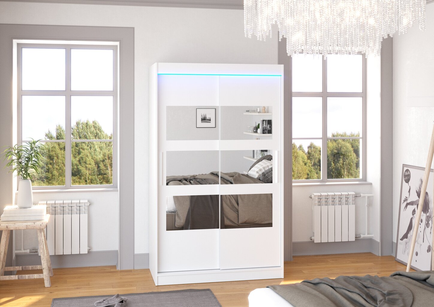 LED valgustusega kapp ADRK Furniture Kolorado, valge hind ja info | Kapid | hansapost.ee