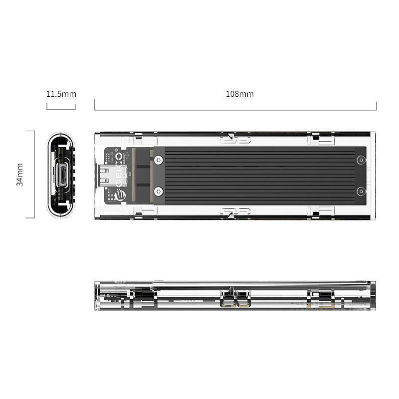 Enclosure SDD M.2 Orico, NVME, USB-C 3.1 Gen.2, 10Gbps (black) hind ja info | USB adapterid ja jagajad | hansapost.ee