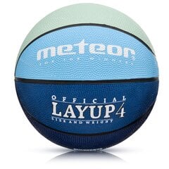 Баскетбольный мяч Meteor LAYUP #4 , Серый/Синий цена и информация | Баскетбольные мячи | hansapost.ee