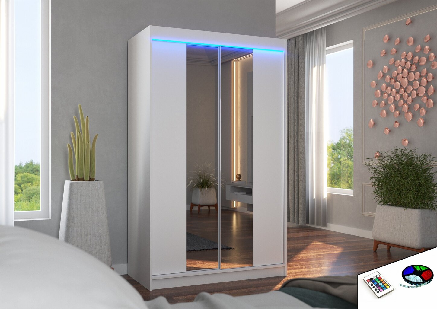 LED valgustusega kapp ADRK Furniture Marvin, valge цена и информация | Kapid | hansapost.ee