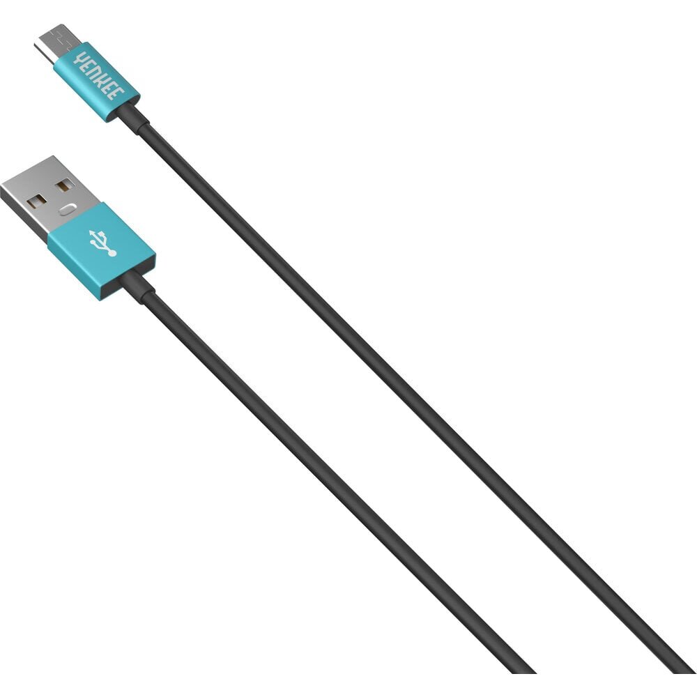 YENKEE, 2.0 USB A - micro USB (USB B), 480 Mbps, 2.1A, 2m, alumiiniumist korpus, türkiissinine/must цена и информация | Mobiiltelefonide kaablid | hansapost.ee