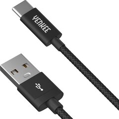 Кабель в оплетке YENKEE, 2.0 USB A - USB C, 480 Мбит/с, 3А, 1м, алюминиевый корпус, черный цена и информация | Кабели для телефонов | hansapost.ee