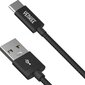 Punutud kaabel YENKEE, 2.0 USB A - USB C, 480 Mbps, 3A, 1m, alumiiniumist korpus, must цена и информация | Mobiiltelefonide kaablid | hansapost.ee