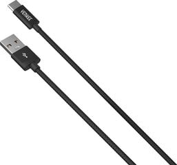 Кабель в оплетке YENKEE, 2.0 USB A - USB C, 480 Мбит/с, 3А, 1м, алюминиевый корпус, черный цена и информация | Borofone 43757-uniw | hansapost.ee