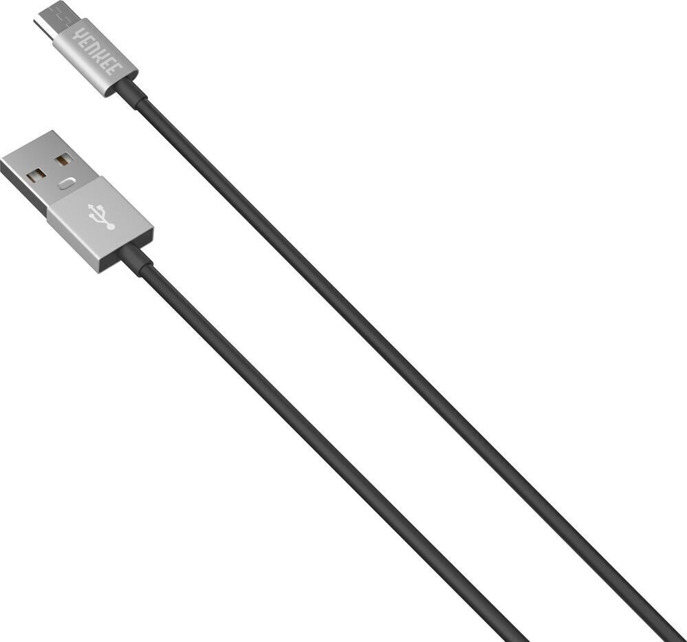YENKEE, 2.0 USB A - micro USB (USB B), 480 Mbps, 2.1A, 1m, alumiiniumist korpus, hall/must цена и информация | Mobiiltelefonide kaablid | hansapost.ee