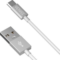 YENKEE, 2.0 USB A - micro USB (USB B), 480 Mbps, 2.1A, 2m, alumiiniumist korpus, valge/must hind ja info | Mobiiltelefonide kaablid | hansapost.ee
