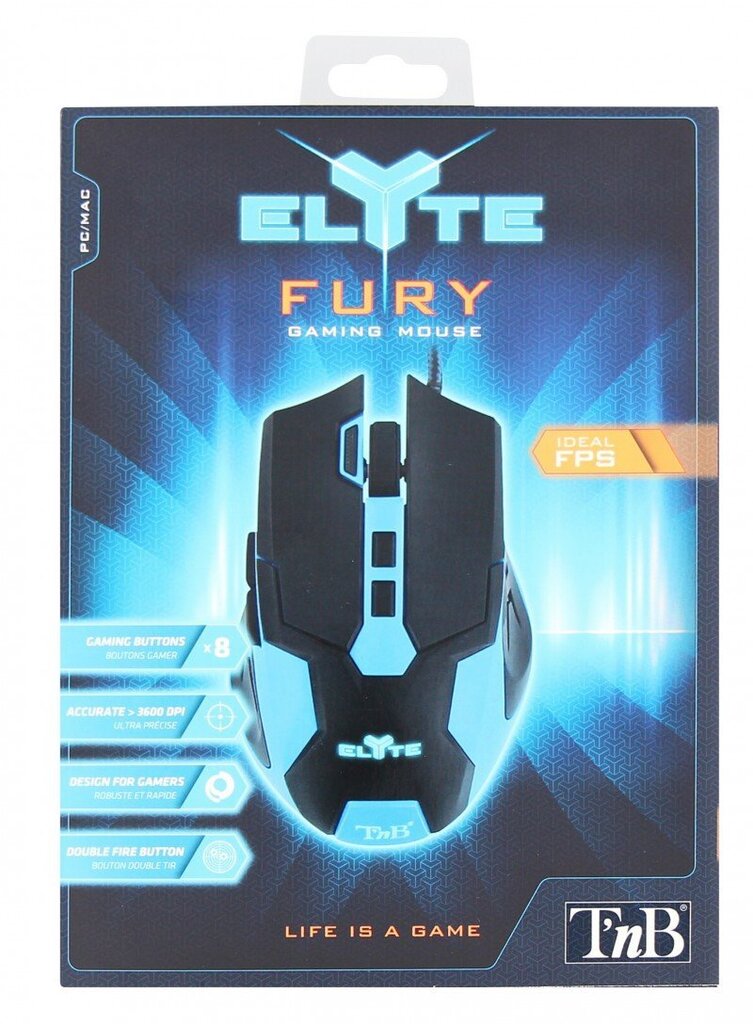 TNB Elyte Fury, must/sinine hind ja info | Arvutihiired | hansapost.ee