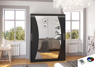 LED valgustusega kapp ADRK Furniture Modesto, must цена и информация | Шкафы | hansapost.ee