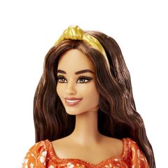 Barbie nukk oranži, valgete lilledega kaunistatud kleidiga HBV16 цена и информация | Игрушки для девочек | hansapost.ee