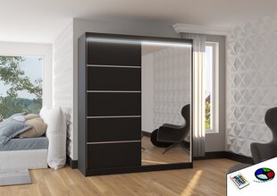 LED valgustusega kapp ADRK Furniture Caro, must цена и информация | Шкафчики | hansapost.ee
