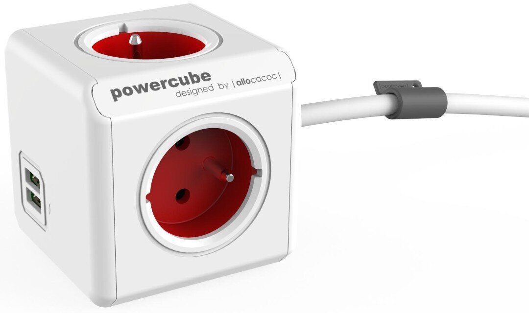 Allocacoc pikendusjuhe PowerCube USB, 1,5m, punane цена и информация | Pikendusjuhtmed | hansapost.ee