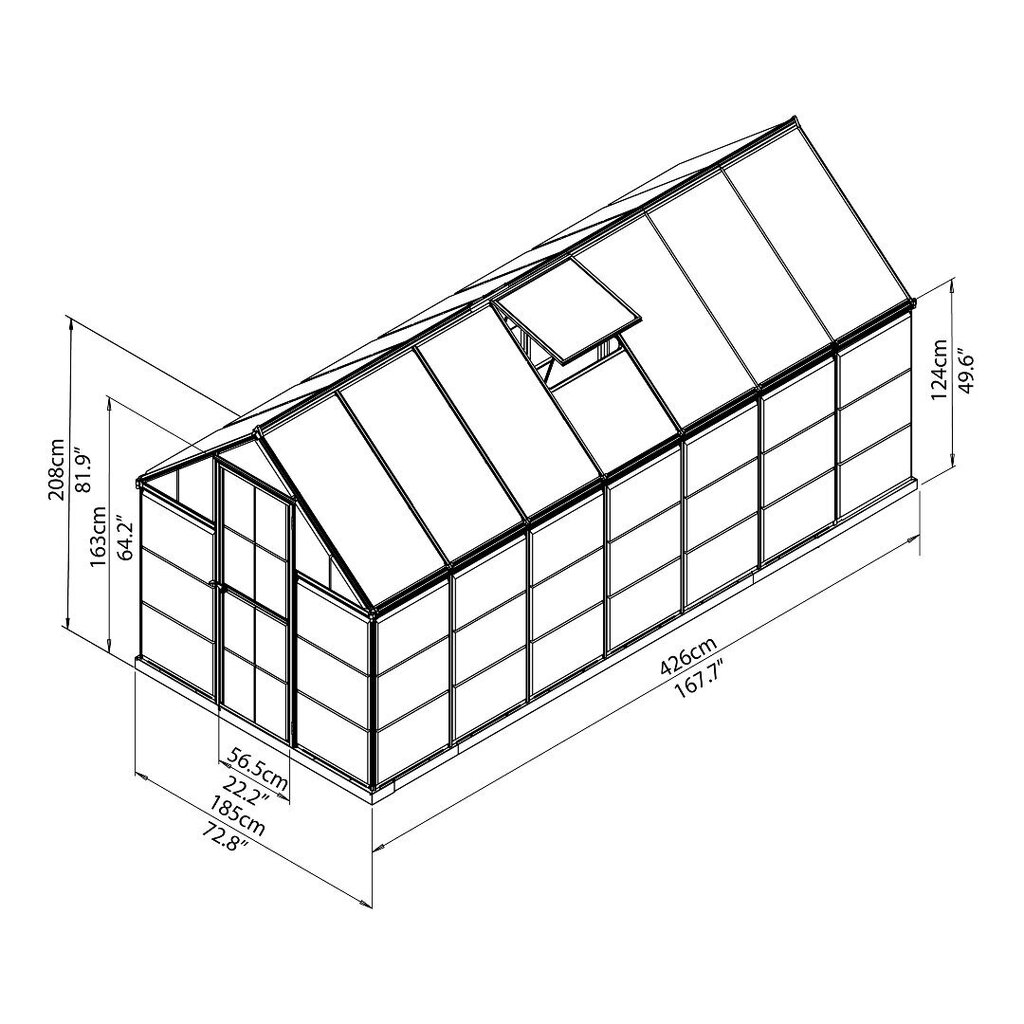 Alumiinium kasvuhoone Hybrid 4,26 x 1,85 m цена и информация | Kasvuhooned ja peenrakastid | hansapost.ee