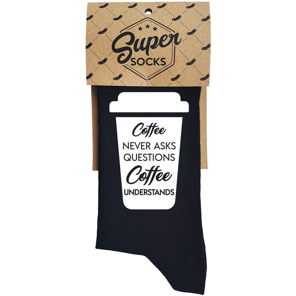 Sokid "Coffee never asks" hind ja info | Lõbusad sokid | hansapost.ee
