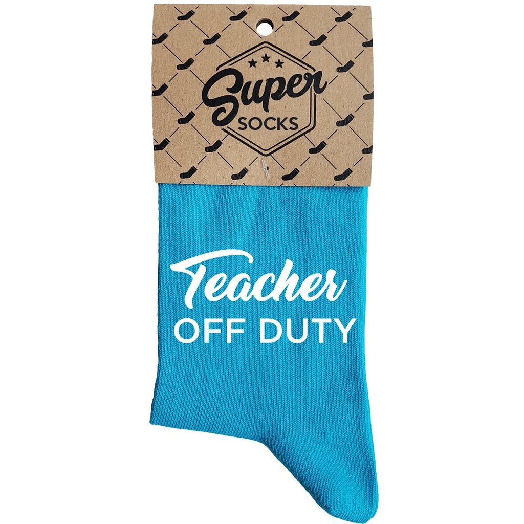 Naiste sokid kirjaga „Teacher off duty“ hind ja info | Lõbusad sokid | hansapost.ee