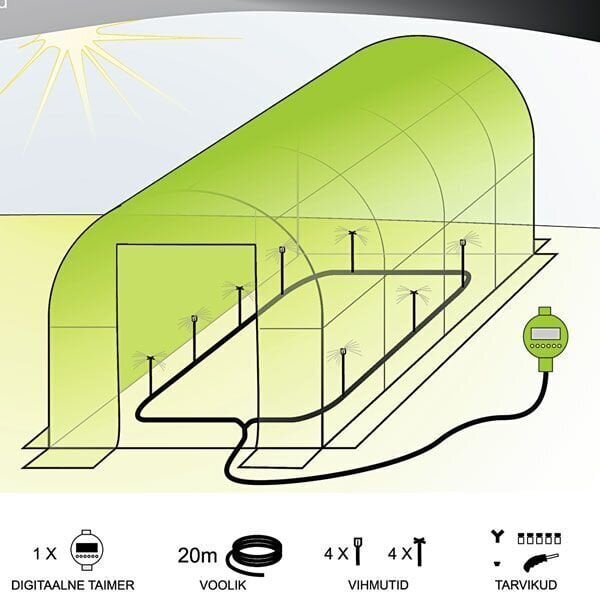 Kaarkasvuhoone Easy-Up 2x3 m + kastmissüsteem цена и информация | Kasvuhooned ja peenrakastid | hansapost.ee