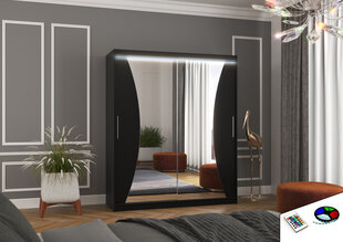 LED valgustusega kapp ADRK Furniture Charlotte, must цена и информация | Шкафчики | hansapost.ee