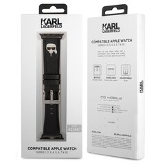 KLAWLOKHG Karl Lagerfeld Karl Head PU Watch Strap for Apple Watch 42/44mm Silver цена и информация | Аксессуары для смарт-часов и браслетов | hansapost.ee