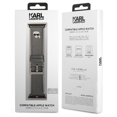 KLAWLOKHG Karl Lagerfeld Karl Head PU Watch Strap for Apple Watch 42/44mm Silver цена и информация | Аксессуары для смарт-часов и браслетов | hansapost.ee