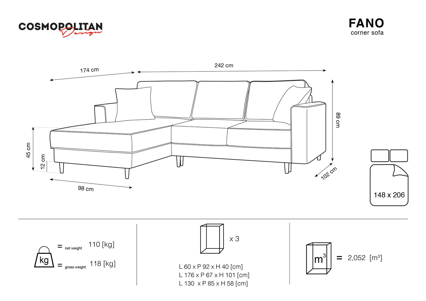 Pehme nurgadiivan Cosmopolitan Design Fano, roosa/kuldne värv цена и информация | Nurgadiivanid ja nurgadiivanvoodid | hansapost.ee