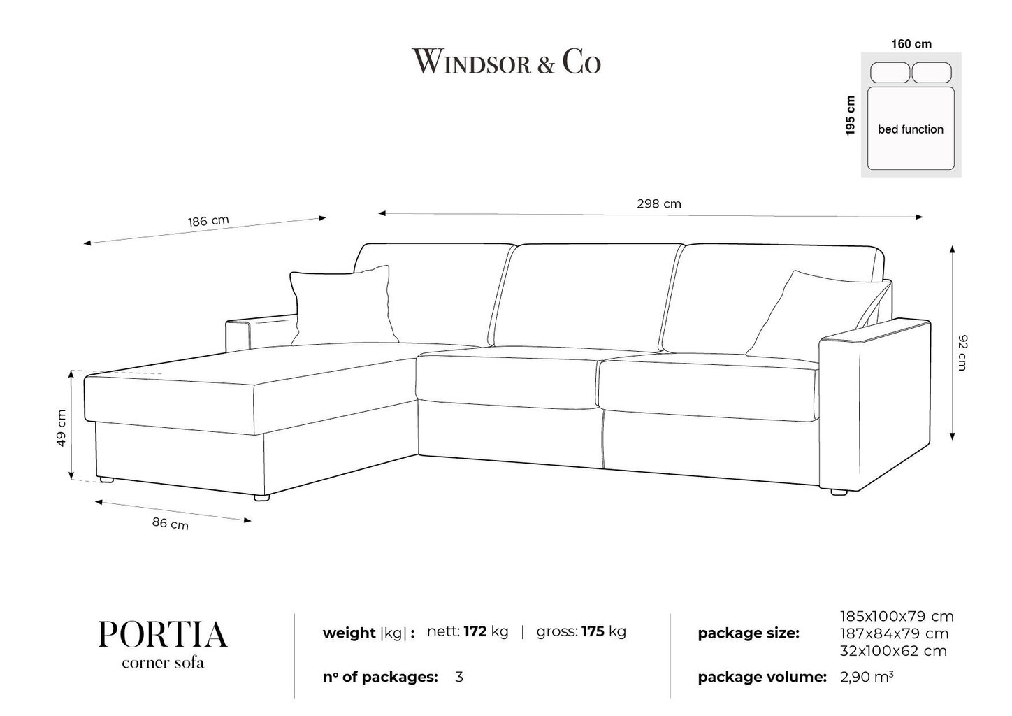 Pehme nurgadiivan Windsor&Co Portia L, hall цена и информация | Nurgadiivanid ja nurgadiivanvoodid | hansapost.ee