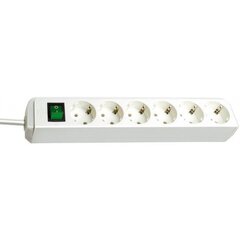 Pikendusjuhe 3m lülitiga 6-pesa valge H05VV-F 3G1,5mm² цена и информация | Бытовые удлинители | hansapost.ee