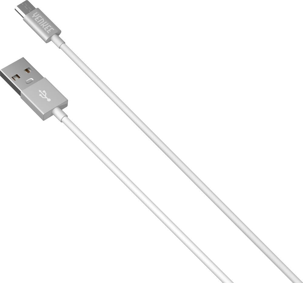 YENKEE, 2.0 USB A - micro USB (USB B), 480 Mbps, 2.1A, 1m, alumiiniumist korpus, valge/must цена и информация | Mobiiltelefonide kaablid | hansapost.ee