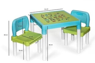 Laste laud toolidega Alfa, roheline/helesinine hind ja info | Lauad ja toolid lastele | hansapost.ee
