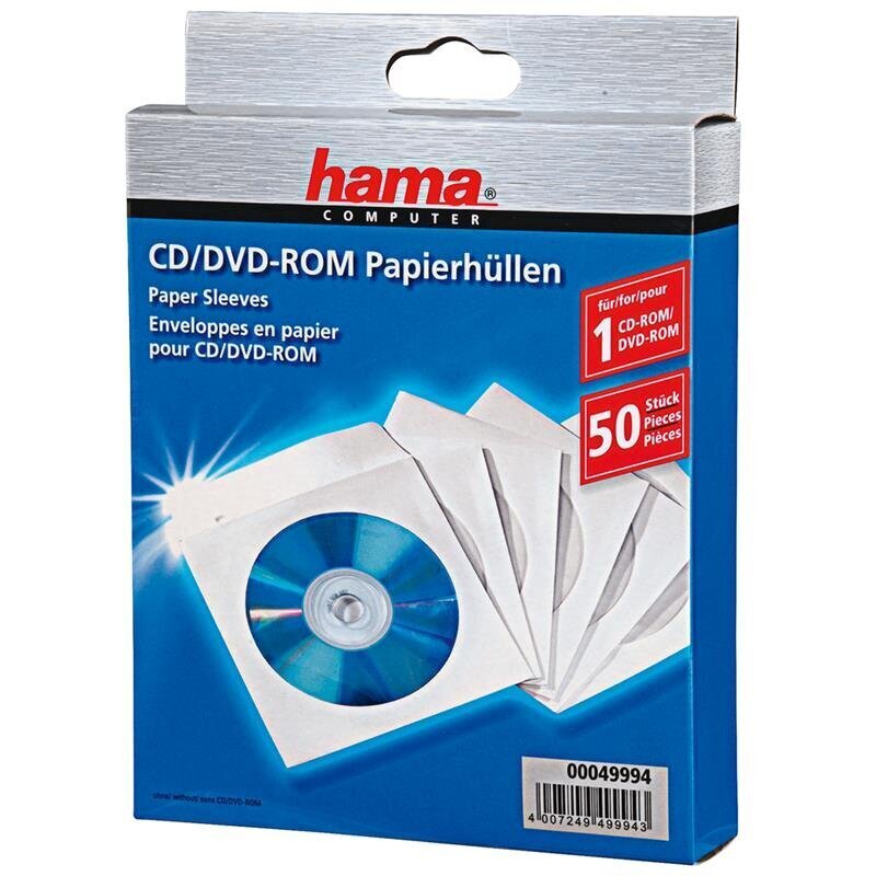 CD / DVD paper sleeves Hama, 50 pcs цена и информация | Vinüülplaadid, CD, DVD | hansapost.ee