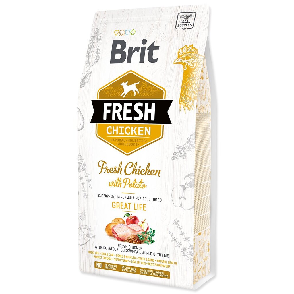 Brit Fresh Chicken with Potato Adult koeratoit 12 kg hind ja info | Koerte kuivtoit ja krõbinad | hansapost.ee