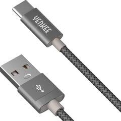 Кабель в оплетке YENKEE, 2.0 USB A - USB C, 480 Мбит/с, 3А, 2м, алюминиевый корпус, серый цена и информация | Кабели для телефонов | hansapost.ee