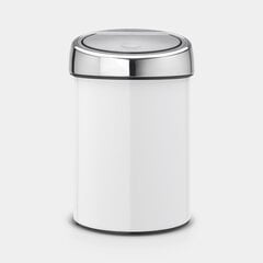 Мусорка Touch Bin®, 3л, белая, Brabantia цена и информация | Мусорные ящики с креплением на двери | hansapost.ee