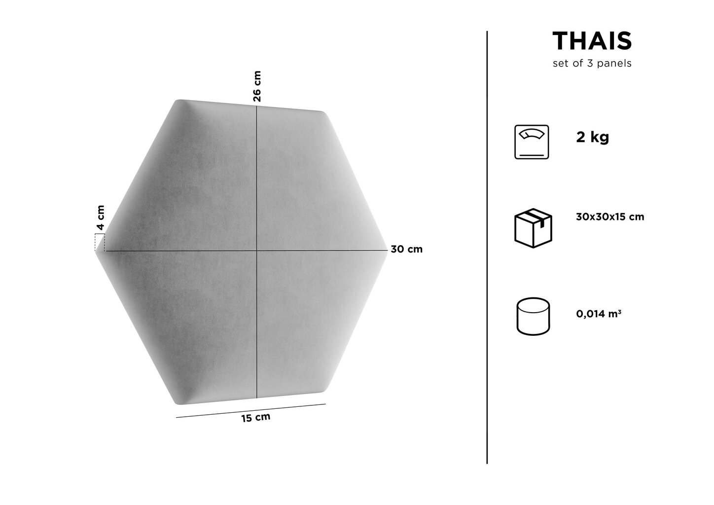 Pehmed seinapaneelid, 3 tk., Kooko Home Thais R5, helesinine hind ja info | Pehmed seinapaneelid | hansapost.ee