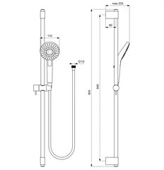 Dušikomplekt Ideal Standard IdealRain, Evo Round, 900 mm, 3 funktsiooniga dušipea d110 mm, B2237AA hind ja info | Dušikomplektid ja süsteemid | hansapost.ee