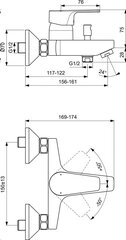 Смеситель для ванны и душа Ideal Standard CERAFINE D, хромированный BC692AA цена и информация | Смесители | hansapost.ee