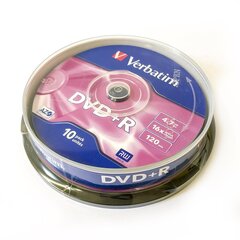 VERBATIM DVD + R 4.7GB / 16x 10 упаковка от царапин цена и информация | Verbatim Компьютерная техника | hansapost.ee