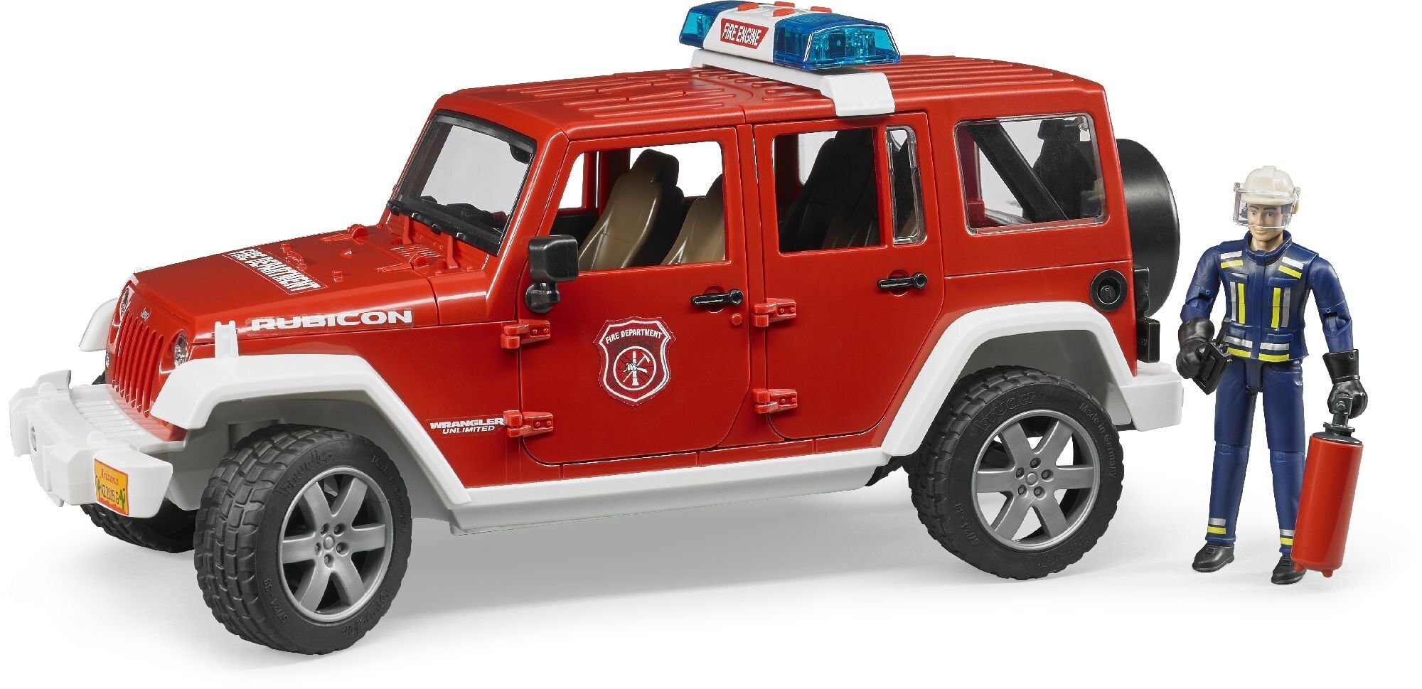 Bruder Jeep Wrangler tuletõrje heli ja valgusega + figuur цена и информация | Mänguasjad poistele | hansapost.ee