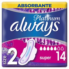 Гигиенические прокладки Always Platinum Super 14 шт. цена и информация | Тампоны, гигиенические прокладки для критических дней, ежедневные прокладки | hansapost.ee