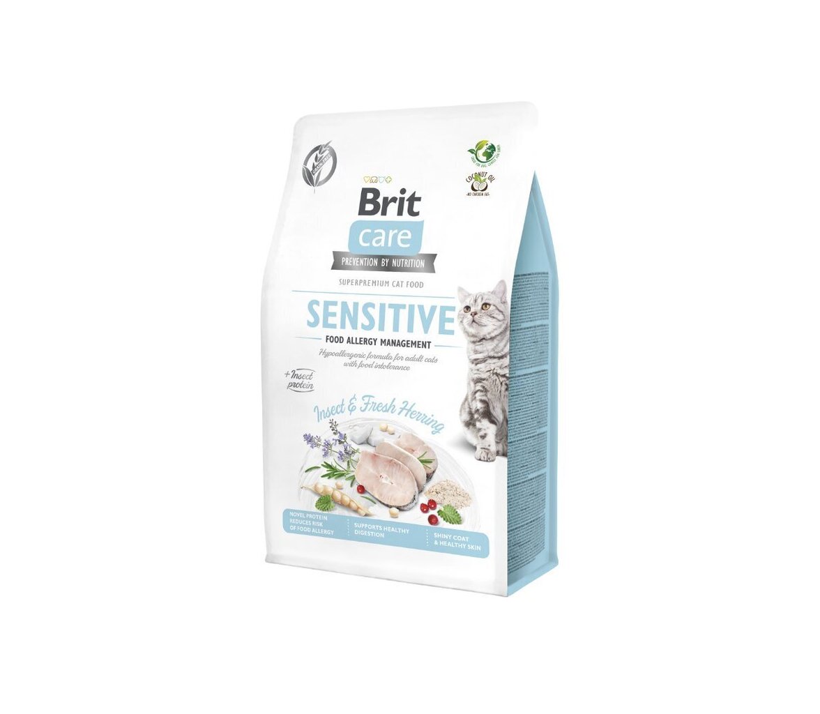 Brit Care Cat Grain-Free Insect & Fresh Herring kassitoit 0,4 kg цена и информация | Kassi kuivtoit ja kassikrõbinad | hansapost.ee